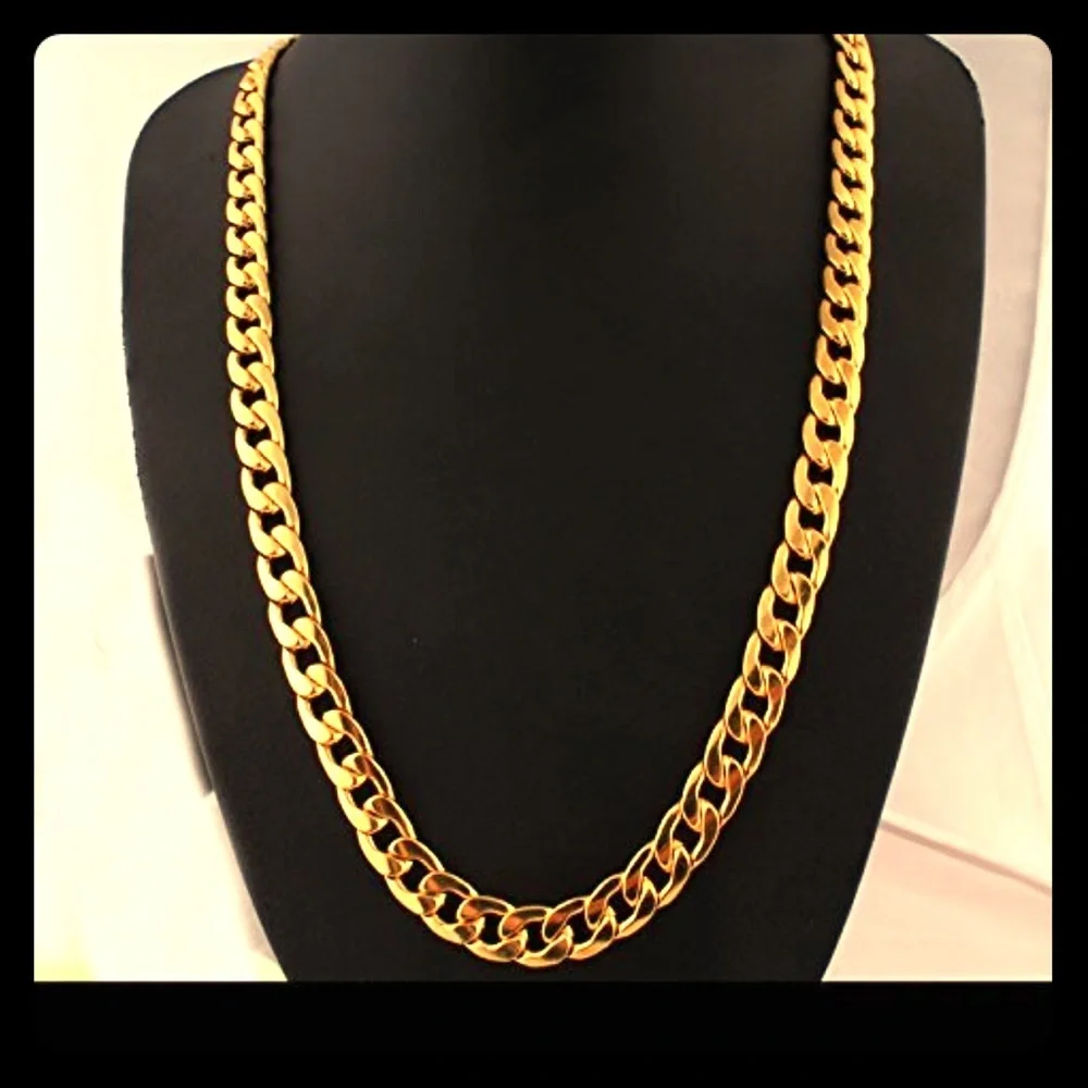 18K Gold Plated Men Chain Necklace Figaro 10mm